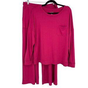 LATES by Kate Fuchsia Lounge Pajama Set with Pocket and Drawstring Size Large